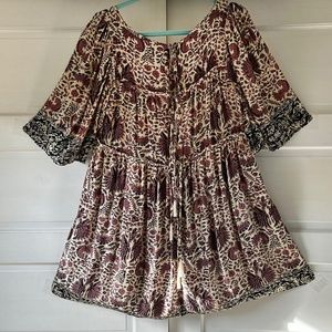 Natalie Martin Tiered Silk Dress with Tassel Ties 100% Silk – NEW w/o tag